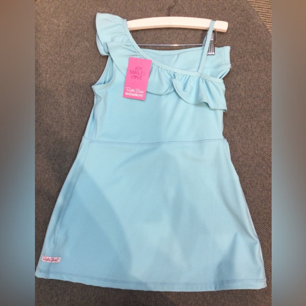 Ruffle Butts Swim Dress with Shorts Blue